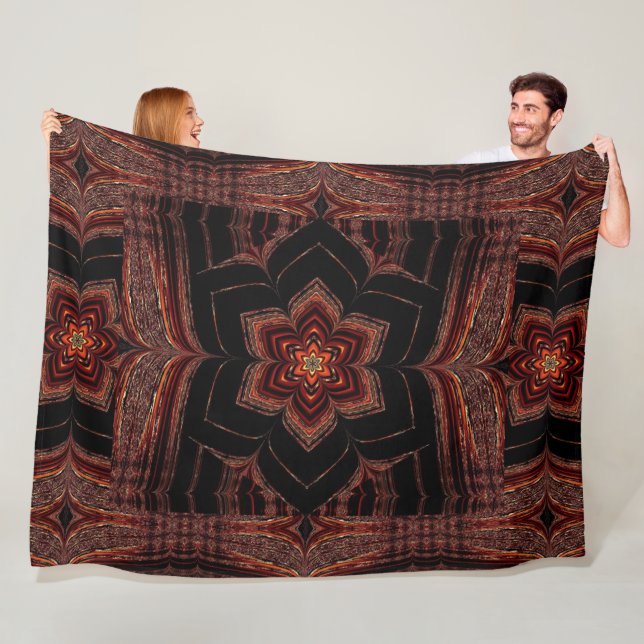 Guld Lotus in Black Fleece Blanket (På plats)