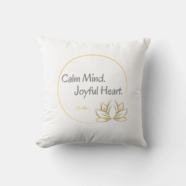 Guld Lotus Inspirational Buddha-citattecken vit pr Kudde (Framsida)