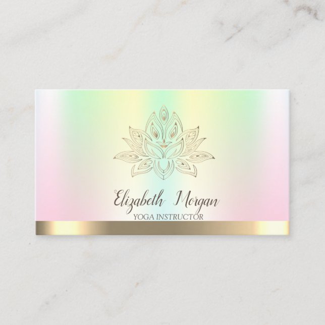 Guld Lotus Iridescent Yogainstruktör  Visitkort (Framsida)