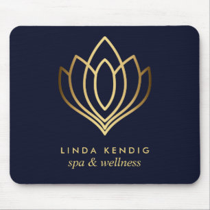 Guld lotus logotyp Blue   Personlig lägg till ditt Musmatta