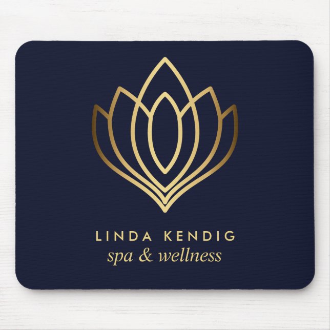 Guld lotus logotyp Blue | Personlig lägg till ditt Musmatta (Framsidan)