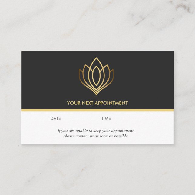 Guld Lotus logotyp | GRÅTT | hälsa massage yoga Visitkort (Framsida)