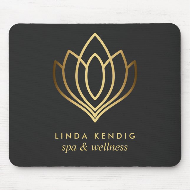 Guld lotus logotyp Grått | Personlig lägg till dit Musmatta (Framsidan)