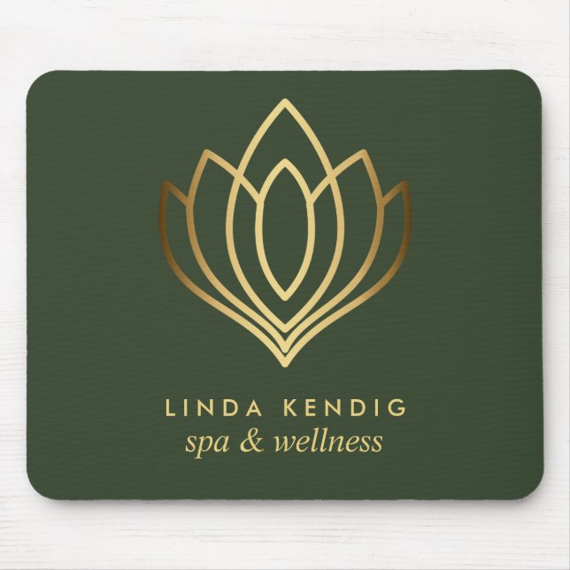 Guld lotus logotyp Grönt | Personlig lägg till dit Musmatta (Framsidan)