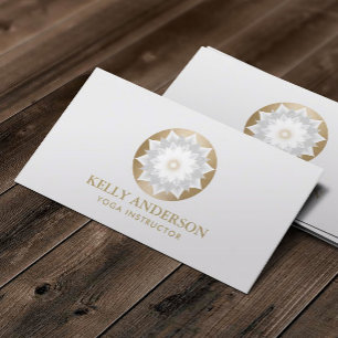 Guld Lotus Logotyp Yoga Instructor Salon Spa Visitkort