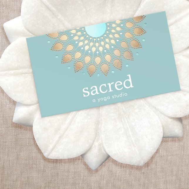 Guld Lotus Mandala Holistic and Natural Health Visitkort (Skapare uppladdad)