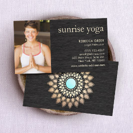 Guld Lotus on Wood Yoga Teacher Photo Visitkort