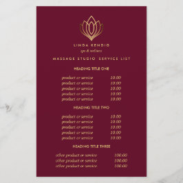 Guld Lotus Ruby Spa & Massage Pricing & Services Flygblad