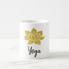 *~* Guld Lotus Yoga Golden Lotus White Kaffemugg