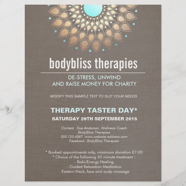 Guld Lotus Yoga Holistic Health Therapist Reklamblad (Framsidan)
