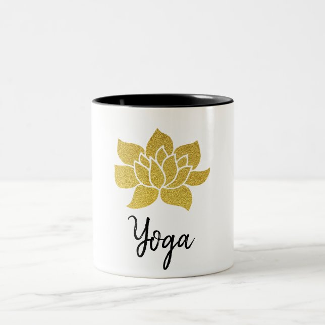 *~* Guld Lotus Yoga Yogi Golden Lotus Två-Tonad Mugg (Center)