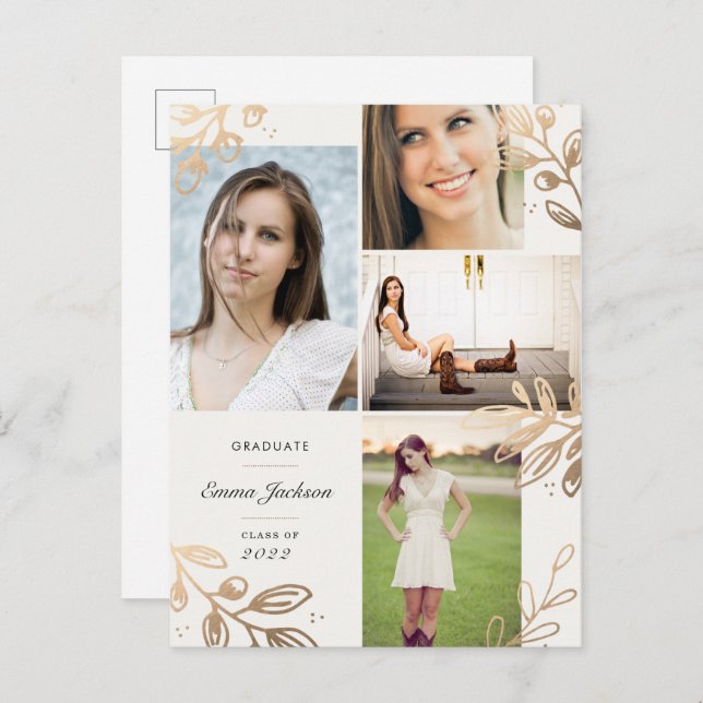 Guld Löv 4 vykort för fotoutställning i annonser i (Fram/baksida)