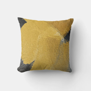 Guld löv, abstrakt svart design kudde