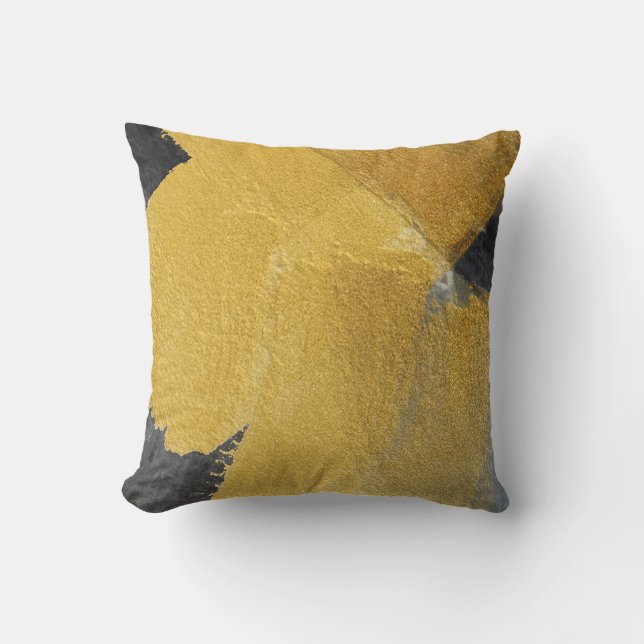 Guld löv, abstrakt svart design kudde (Framsida)