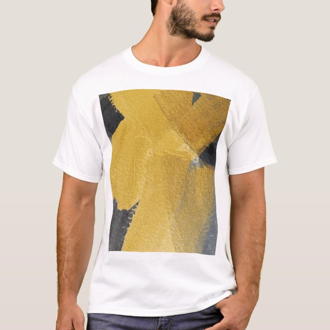 Guld löv, abstrakt svart design t shirt (Framsida)