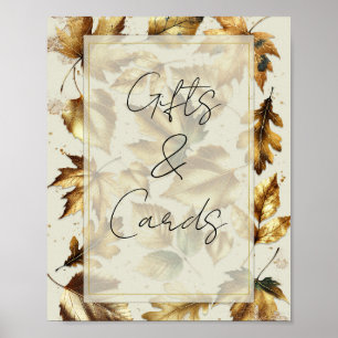 Guld Löv Almond Beige Gifts & Cards Bord Sign Poster
