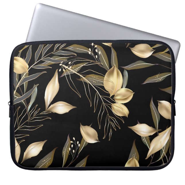 Guld Löv: Botaniskt exotiskt sjölöst Laptop Fodral (Framsidan)