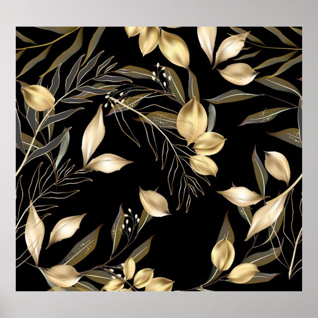 Guld Löv: Botaniskt exotiskt sjölöst Poster (Framsidan)