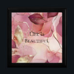 Guld Löv Burgundy  Rosa Minnesask<br><div class="desc">Guld Löv Burgundy  Rosa Möhippa,  babyskor födelsedag Bröllop</div>