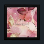 Guld Löv Burgundy  Rosa Minnesask<br><div class="desc">Guld Löv Burgundy  Rosa Möhippa,  babyskor födelsedag Bröllop</div>