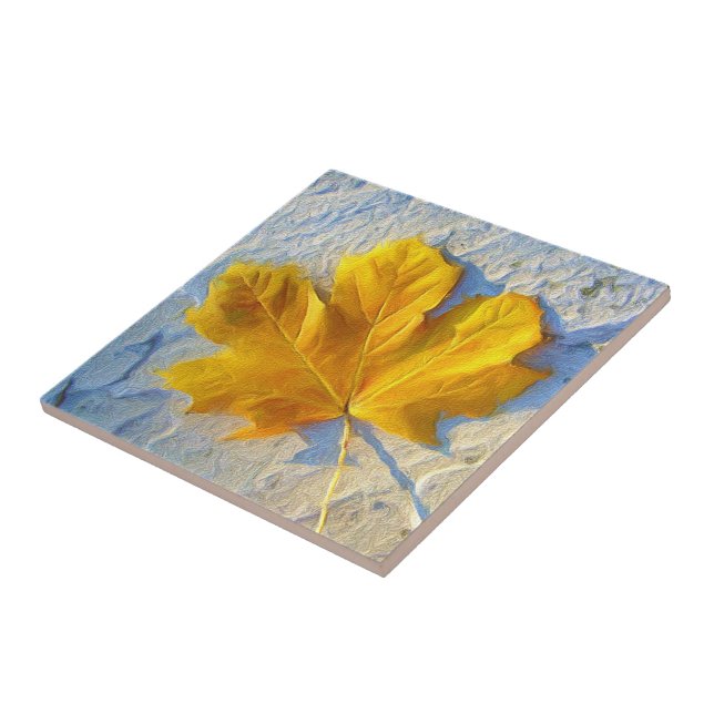 Guld Löv ~ Ceramic Tile Kakelplatta (Sidan)