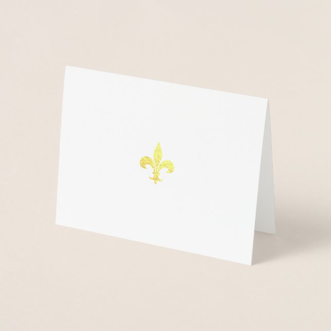 Guld Löv Fleur-de-Lis-mappat anteckningskort Folierat Kort (Framsida)