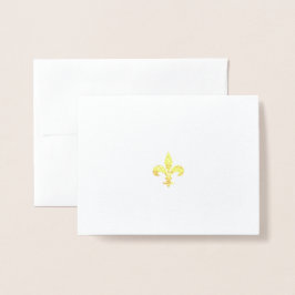 Guld Löv Fleur-de-Lis-mappat anteckningskort Folierat Kort