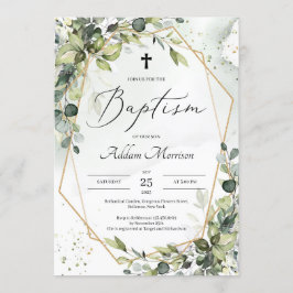 Guld-löv för geometrisk grön lövning inbjudningar