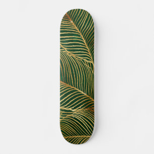 Guld Löv Forest Grönt Elegant Mönster Mini Skateboard Bräda 18,5 Cm