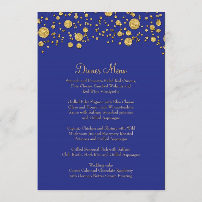 Guld Löv Glitter Konfetti Dot Elegant Dinner Menu Meny (Framsida)