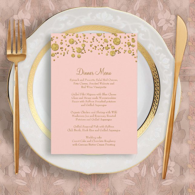 Guld Löv Glitter Konfetti Dot Elegant Dinner Menu Meny (Skapare uppladdad)
