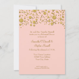 Guld Löv Glitter Konfetti Dots Elegant Rehearsal Inbjudningar