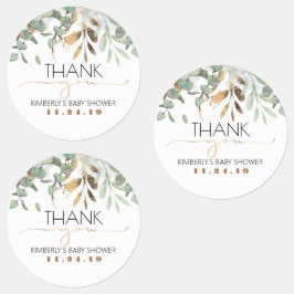 Guld Löv Greenery Baby Shower Watersecure Stickers