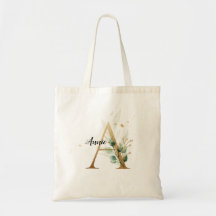 Guld Löv Greenery Elegant Foliage Monogram ’A’