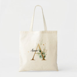 Guld Löv Greenery Elegant Foliage Monogram ’A’ Tygkasse