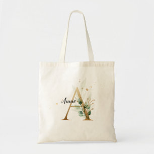 Guld Löv Greenery Elegant Foliage Monogram ’A Tygkasse