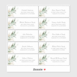 Guld Löv Greenery Guest Namn Adressetiketters Klistermärken