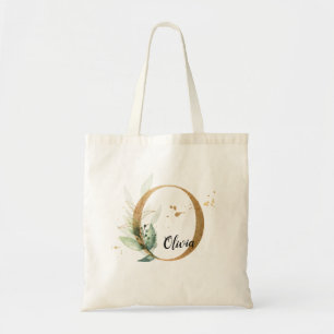 Guld Löv Grey Elegant Foliage personalize ’O’ Tygkasse