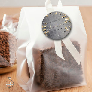 Guld Löv Impasto Noir Runt Klistermärke