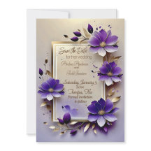 Guld löv lila blommor bröllop