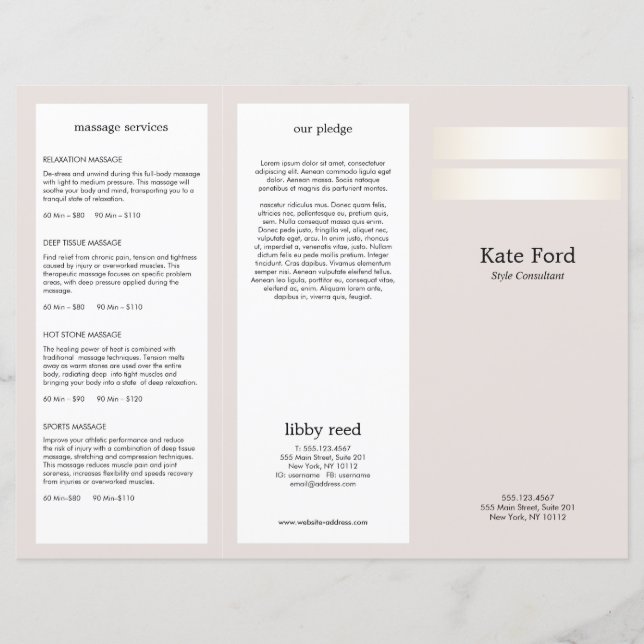 Guld Löv Logotyp Skin Care Spa TriFold Brochure (Framsida)