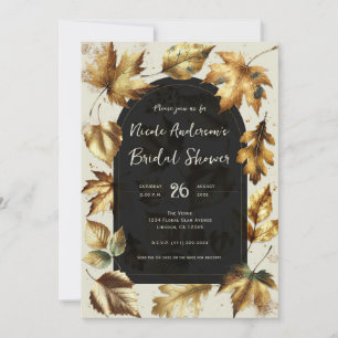 Guld Löv Mandel Beige Svart Höst Bröllopsfest Inbjudningar