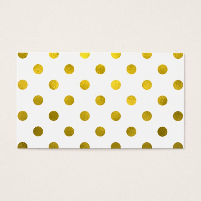 Guld Löv Metallic Faux Foil Large Polka Dot White Visitkort (Framsidan)