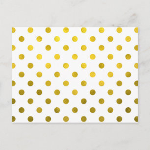 Guld Löv Metallic Faux Foil Small Polka Dot White Vykort