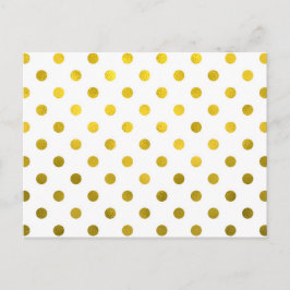 Guld Löv Metallic Faux Foil Small Polka Dot White Vykort