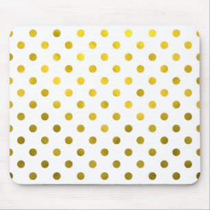 Guld Löv Metallisk faux Foil Small Polka Dot Whit Musmatta