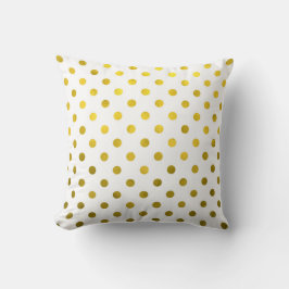 Guld Löv Metallisk faux Foil Small Polka Dot White Kudde