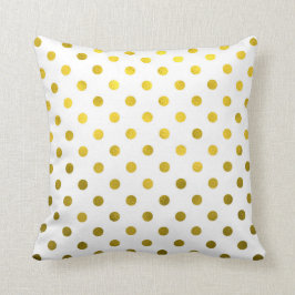 Guld Löv Metallisk faux Foil Small Polka Dot White Kudde