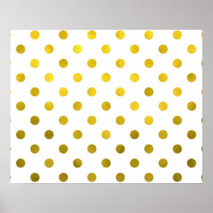 Guld Löv Metallisk faux Foil Small Polka Dot White Poster