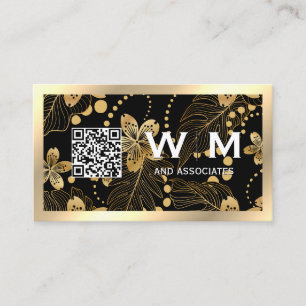 Guld Löv Mönster QR-kod Visitkort